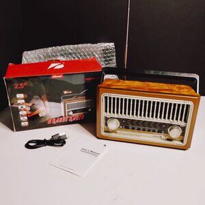 YUNTUBUK KTF-1655 Retro Portable Radio FM/AM/Bluetooth/TF Card/USB Speaker